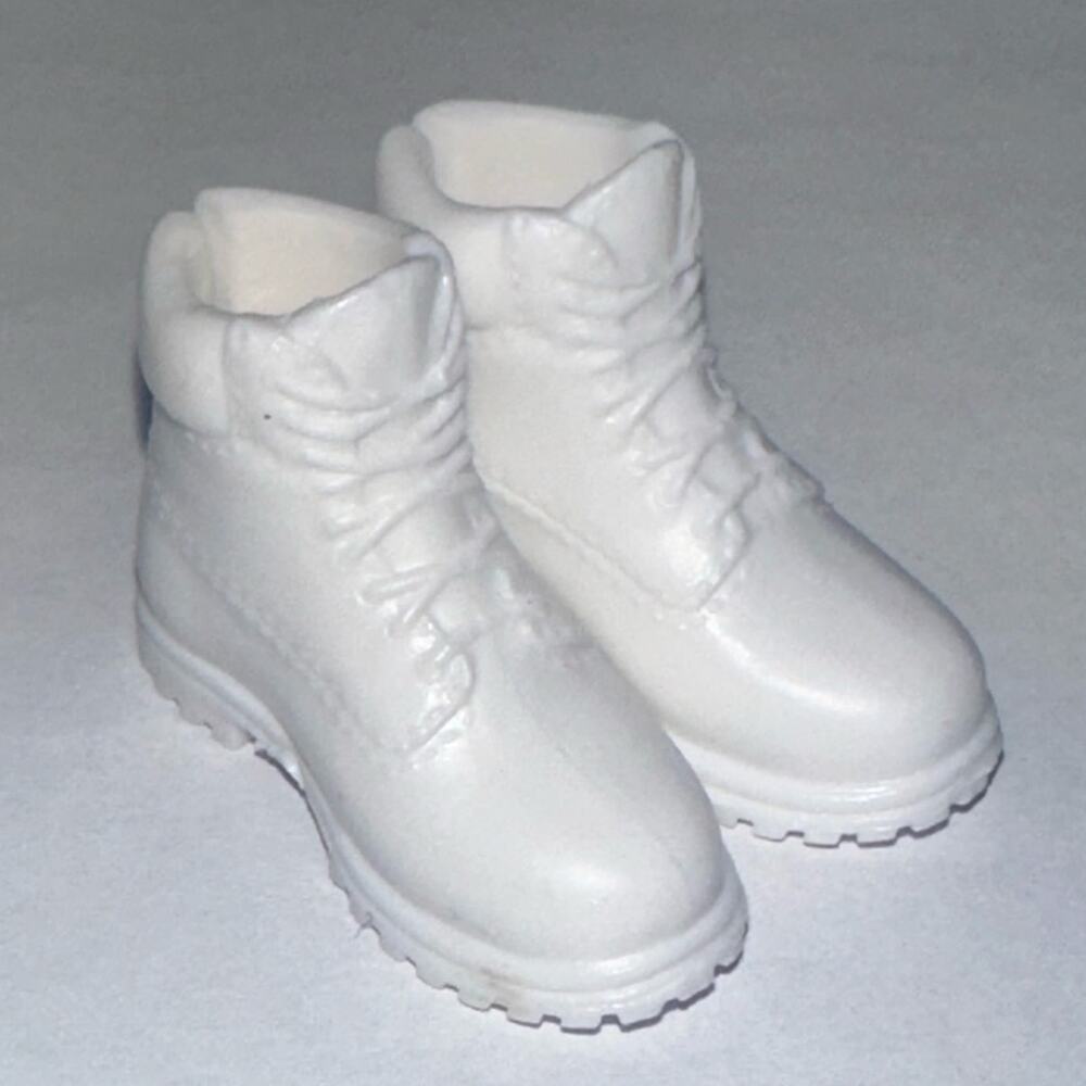 Mattel Barbie Doll Hiking Boots White Lace Up Ankle Cuff Fashion Doll Shoes